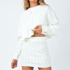 Princess Polly Cream Cable Knit Skirt Set